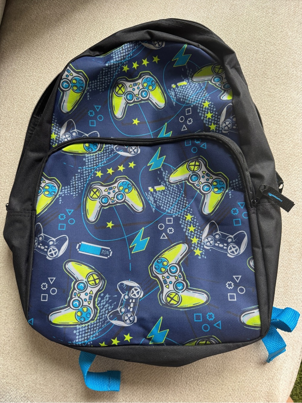 Gaming Controller Print Backpack – Blue & Yellow